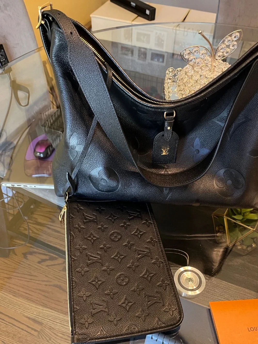 Louis Vuitton Monogram Empreiente CarryAll PM in Black Noir